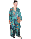 Anni Designer Women'S Chanderi Cotton Straight Printed Co-Ord Set (Kareena Green Co-Ord-Nkl_Xxl_Green_Xx-Large),Green,2XL