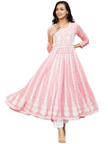 Anni Designer Women'S Georgette Chikankari Embroidered Anarkali Kurti (Kari Peach_S_Peach_Small),Peach,S
