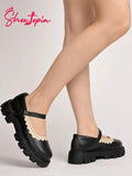 Shoetopia Round Toe Black Mary Janes Bellies For Girls-Eu37,Bronze,4,B0D5HF9BCP