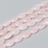 Fashewelry 58pcs Natural Rose Quartz Stone Beads 14x10mm Flat Oval Healing Crystal Loose Gemstone Beads for Jewelry Necklace Bra