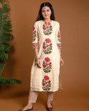 Anni Designer Women'S Rayon Blend Straight Printed Kurta With Pant & Dupatta (Actual-Cream_3Xl_Cream_Xxx-Large),Cream,3XL,Rayon Blend,Regular,Dupatta