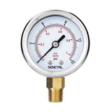 SENCTRL 0-15 Psi Low Pressure Gauge, 2 Dial Size, 1/4 Npt Lower Mount, Waterproof, Stainless Steel Case, for Water Air ATV Tire