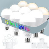ALUOCYI 9 Pack Rechargeable Emergency Lights Blubs,Battery Powered Light Bulb 9W 60W Equivalent Up to 24 Hours Backup Light Bulb