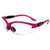 Global Vision Cougar Safety Glasses Nurses Dental Assistant Glasses Shooting Glasses for Women Ladies Men Pink Frame Clear Lens