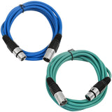 Seismic Audio SAXLX-6-BlueGreen 6 Foot XLR to XLR Microphone or Patch Cables -1 Blue and 1 Green