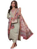 Anni Designer Women'S Cotton Blend Straight Embroidered Kurta With Pant & Dupatta (Sarthi Mehandi_Xxl_Mehandi_Xx-Large),Mehandi,2XL