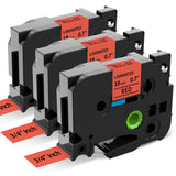 Label KINGDOM 18mm Red Label Tape Replacement for Brother TZe-441 TZe441 3/4 Black on Red TZ Tape 18mm 0.7 Laminated Compatible