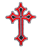 Graphic Dust Red Cross Biker Motorcycle Pirate Flame Embroidered Iron On Patch Celtic Gothic Sign Symbol Logo Jeans Jackets Knight Shield Skull -Like New