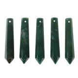 50mm Natural Moss Agate Hexagonal Wand Jewelry Making Crystal Pointed Chakra Reiki Healing Beads 2mm Hole Drilled(Pack of 5)
