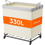 Lifewit 330L Laundry Basket with Wheels, Large Heavy Duty Commercial Rolling Laundry Hamper with Handles, Tall Steel Frame Laund