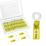 60 PCS Heat Shrink Wire Connectors, 12-10 AWG Ring Terminals, 12-10 Gauge #10 Automotive Marine Ring Connectors by Housun