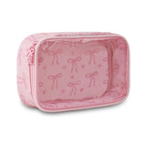 DYSHAYEN Clear Makeup Bag for Women Girls Small Travel Pink Bow Cosmetic Bag Cute Makeup Pouch for Purse Birthday Gifts for Girl
