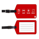 Nutcase Designer Luggage Travel Baggage Tags Single Tag With Name Card Inside Eat Sleep Icons Red