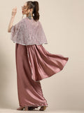 Womanista Womens Satin Saree With Embellished Cape (Wm1946_Pink)