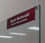 Glass Cubicle Nameplate Holders, 8 x 2, 0.25 depth, Made in the USA! (Black-Black, 0.25)