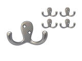 QCAA Premium Double Robe Hook, 2-3/4, Zinc Die Cast, Satin Matte Nickel, Made in Taiwan, 5 Pack