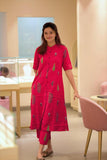 Gosriki Women'S Rayon Viscose Straight Printed Kurta With Pant (Barkat Pink-Gs_Xxl_Pink_Xx-Large),Pink,2,B0DX27C5X8