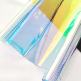 12x53 Inch Iridescent Blue PVC Vinyl Holographic Clear Synthetic Fabric Transparent Laser Rainbow for DIY Patchwork Bags Bows Je