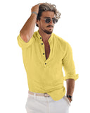 Bellstone Men'S Solid Regular Fit Shirt (Kurta1600_Yellow_S