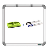 Yajnas Non-Magnetic 3X3 Feet Double Sided Whiteboard & Chalkboard Both Side Writing Board With 2 Markers + 1 Duster - Set Of 4 I