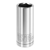 Powerbuilt 1/2 Inch Drive x 15/16 Inch SAE Deep Socket, 6 Point, Chrome-Vanadium made, Size Marking - 642206
