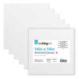 KINGART Stretched White Canvas Set - Square, 14x14 Inch, 6-Pack - 100% Cotton, Triple Gesso Primed - 5/8 Profile Back-Stapled Ar