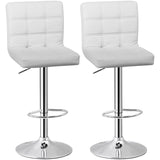 SUPER DEAL Set of 2 Bar Stools for Kitchen, Modern PU Leather Swivel Adjustable Counter Height Swivel Stool with Square Back (2,