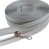 YaHoGa #5 Silver Metallic Nylon Coil Zippers by The Yard Bulk 10 Yards with 25pcs Pulls for DIY Sewing Tailor Craft Bags (Silver