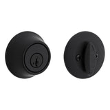 Kwikset 660 Deadbolt Lock, Matte Black Round Exterior Keyed Front Entry Door, Pick Resistant SmartKey Rekey Security, Single Cyl