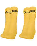 Mukhaksh (Pack Of 2 Pairs Boys Kids Yellow Socks With Sky Blue Stripes Border Lining, Yellow With Sky Blue Stripes Calf Length L