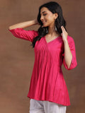 Libas Women'S Viscose Rayon Regular Kurti (29146_Pink Pink Xl