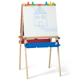 Melissa & Doug Deluxe Wooden Standing Art Easel (Arts & Crafts, Multiple-Use Easel, Chalkboard, Dry-Erase Board, Paper-Roll Hold