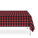 LIKAJON 2 Pack Red and Black Checkered Tablecloth, Red Plastic Table Cloths for Parties Disposable, 54 x 108 inch Waterproof Red