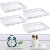 Maitys 4 Pack 8 x 4.3 Inch Slatwall Shelves White Hanging Slatwall Accessories Plastic Slat Wall Shelves Organizer with Fence fo