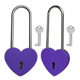 Gradleen 2PCS Single Heart Lock with Key 3.5 Inches,50mm Love Padlock Matte Finish Purple Metal Love Lock for Lovelock Bridge,Ca