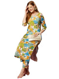 Anni Designer Women'S Cotton Blend Straight Printed Kurta With Pant (Samlok Sky Blue_M_Sky Blue_Medium),Sky Blue,M