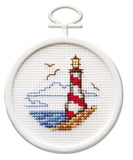 Janlynn 18 Count Round Mini Counted Cross Stitch Kit, 21/2Inch, Lighthouse