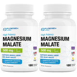 Puregen Labs Magnesium Malate 500mg | High Potency Elemental Magnesium | Total 360 Veggie Caps, Superior Absorption, Non-GMO, NO