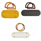 Heavenglow 3 Pieces Crochet Bag Bottom Leather Base Tote Handle Set Diy Knitting Bags |Handbag Accessories