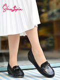 Shoetopia Smart Casual Buckle Detailed Black Loafers For Girls-Eu40,Black,7,B0D5HDBGC6