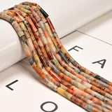 29 Pcs 4x13mm Healing Natural Yellow Crazy Lace Agate Stone Bead Cylinder Tube Beads for Friendship Bracelets Jewelry Making Key