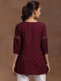 Libas Women'S Viscose Rayon Geometric A-Line Kurti (29108O Burgundy Burgundy L