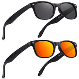 2 Pack Reader Sunglasses for Men Women Classic Rectangle Reading Glasses Outdoor Full Lenses Magnifying Eyewear UV Protection Bl