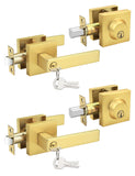 Tinewa Brushed Gold Keyed Alike Front/Exterior Door Lever with Single Cylinder Deadbolt, Satin Brass Entry Door Knob Lock Set Co