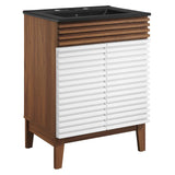 Modway Render 24 Bathroom Vanity with Sink in White Walnut Black