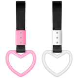 2 Pieces Rings Heart shaped Car Handle Straps Drift Charm Rear Bumper Warning Ring Decor Subway Bus Broken Heart Handle for Car