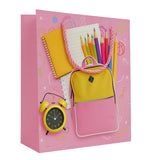 Tresneria Pink School Stationery Gift Bag for Kids | Backpack & Pencils Print Birthday Return Gift Bag || small Set Of 3