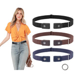 3 Pieces No Buckle Belt Women Belts Suosdey Buckle Free Invisible Elastic Belt For Jeans Pants,Black/Blue/Coffee,3448