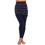 Angelina Womens Cotton Comfort High Waisted Leggings with Mini Skirt, 021_NAVSTR_1X2X