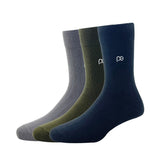 Peter England MenS Cotton Full Length Socks (Pack Of 3) Olive, Dark Grey, Black